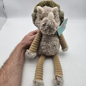 Hug Me Triceratops‎ Dinosaur Plush Stuffed Animal Toy Medium Soft Beige Green